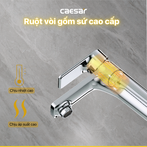 Vòi lavabo chậu rửa mặt Caesar B500CU nóng lạnh