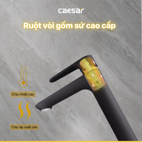 Vòi Lavabo Caesar B061CBU Lạnh Thân Cao Màu Đen