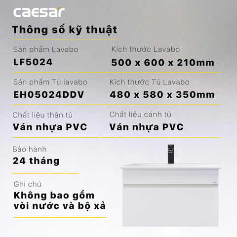 Bộ Lavabo tủ Caesar LF5024 + EH05024DDV