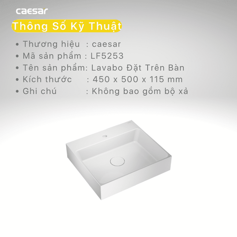 Lavabo chậu rửa mặt Caesar LF5253 đặt bàn