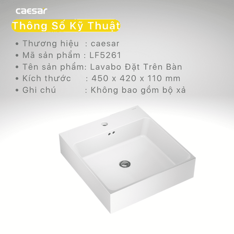 Lavabo chậu rửa mặt Caesar LF5261 đặt bàn