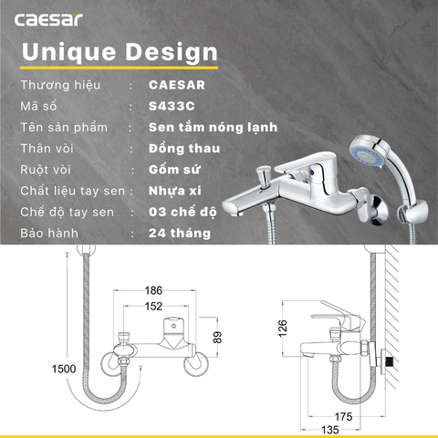 Vòi sen tắm nóng lạnh Caesar S433C