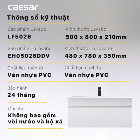 Bộ Lavabo tủ Caesar LF5026 + EH05026DDV