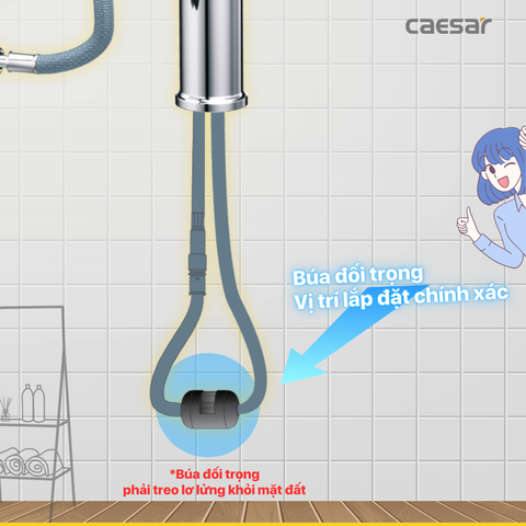 Vòi Lavabo Caesar B196C Dây Rút Nóng Lạnh