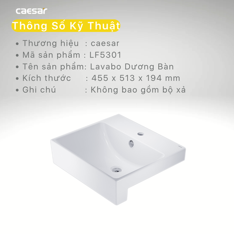Lavabo Caesar LF5301 Bán Âm Dương Vành