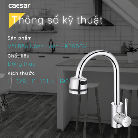 Vòi chậu rửa chén Caesar K695CV nóng lạnh