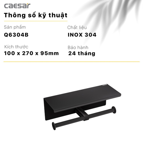 Hộp đựng giấy vệ sinh đôi có kệ Caesar Q6304B màu đen