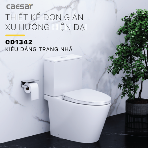 Bồn Cầu CAESAR CD1342 2 Khối Nắp Êm