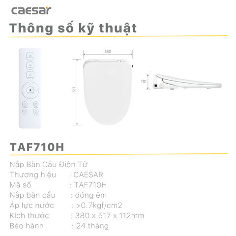 Nắp Bồn Cầu Điện Tử Caesaer TAF710H
