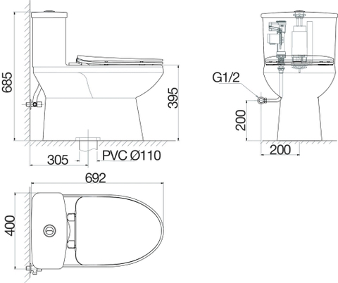 Bàn cầu một khối Viglacera V811