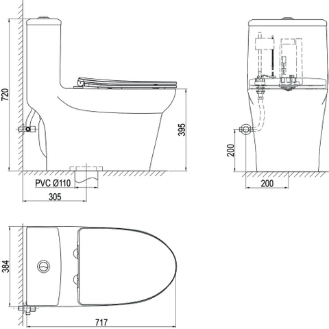 Bàn cầu một khối Viglacera S306