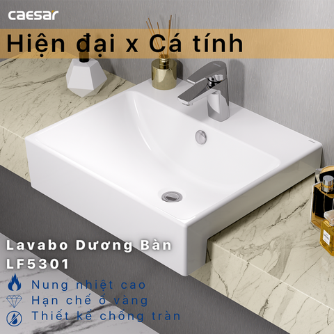 Lavabo Caesar LF5301 Bán Âm Dương Vành