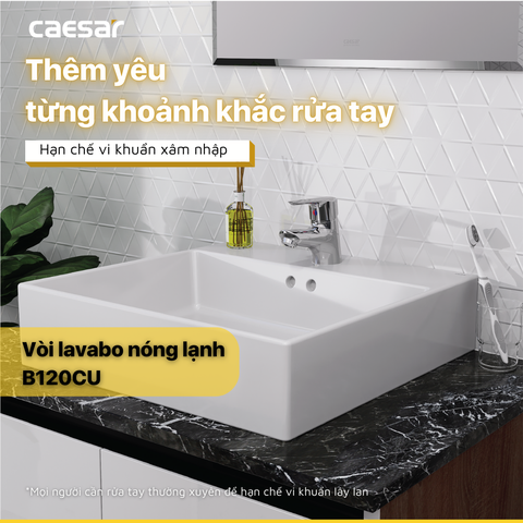 Vòi lavabo chậu rửa mặt Caesar B120CU nóng lạnh xả nhấn