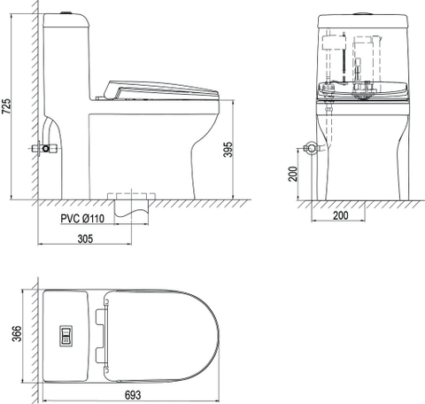 Bàn cầu một khối Viglacera S304