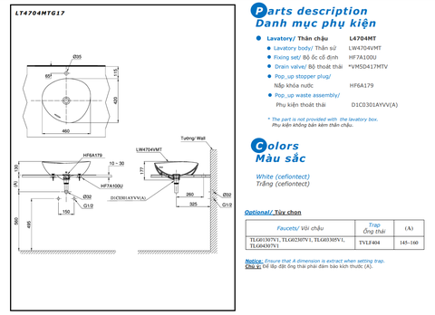 Lavabo rửa mặt TOTO LT4704MTG17#CMW đặt bàn [Cao cấp]
