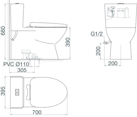 Bàn cầu một khối Viglacera V808