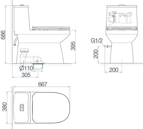 Bàn cầu một khối Viglacera V816