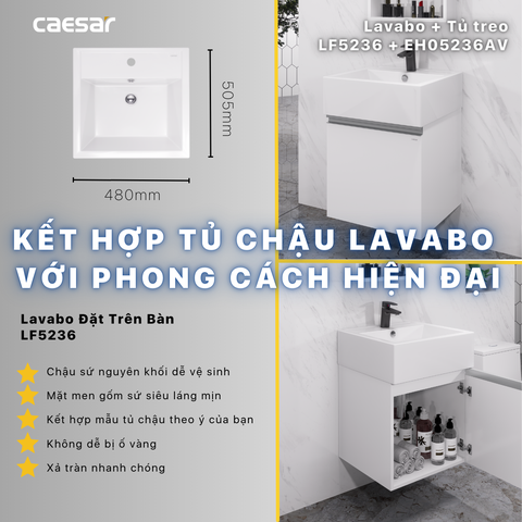 Lavabo chậu rửa mặt Caesar LF5236 đặt bàn