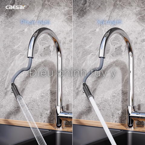 Vòi Rửa Chén Lạnh CAESAR K079C Rút Dây Gắn Chậu