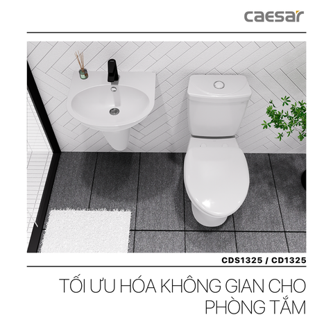 Bồn cầu 2 khối Caesar CD1325 xả 2 nhấn nắp thường