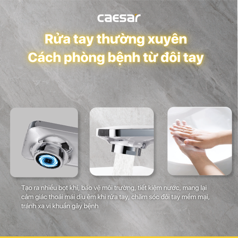 Vòi lavabo chậu rửa mặt Caesar B770CU nóng lạnh kèm nút xả nhấn