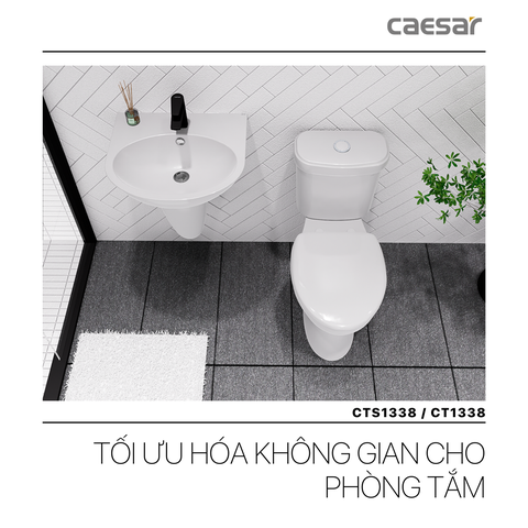 Bồn cầu 2 khối Caesar CT1338 xả 1 nhấn nắp thường