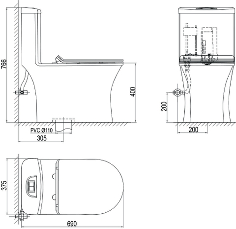 Bàn cầu một khối Viglacera S302