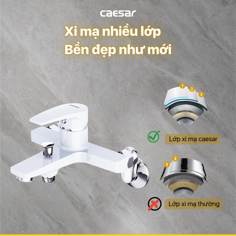 Vòi Hoa Sen CAESAR S393CW Màu Trắng Tay Sen Massage Nóng Lạnh