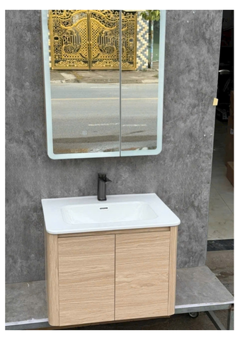 Bộ Tủ Lavabo PVC 80 Màu Gỗ KT60