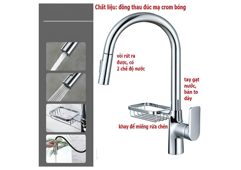 Vòi chén nóng lạnh dây rút Honorcy D142