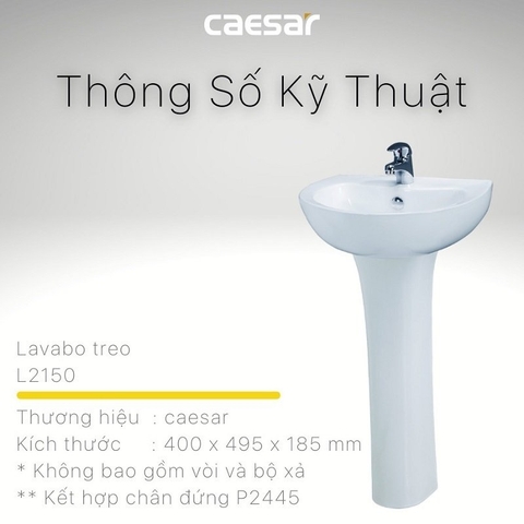 Lavabo chậu rửa mặt Caesar L2150S treo tường chân dài