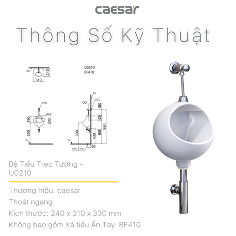 Bồn tiểu nam Caesar U0210 treo tường