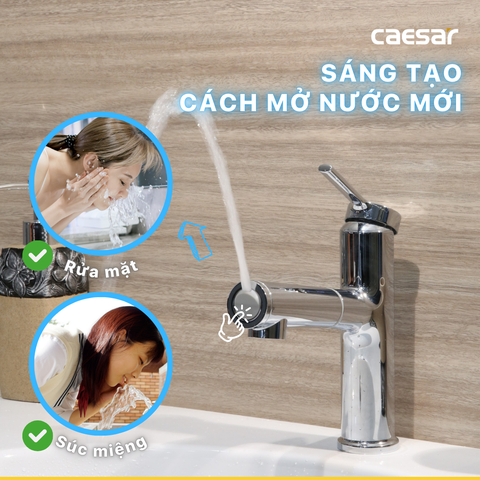 Vòi Lavabo Caesar B196C Dây Rút Nóng Lạnh
