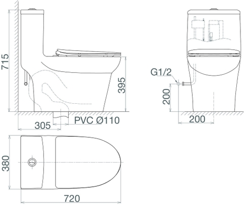 Bàn cầu một khối Viglacera V65