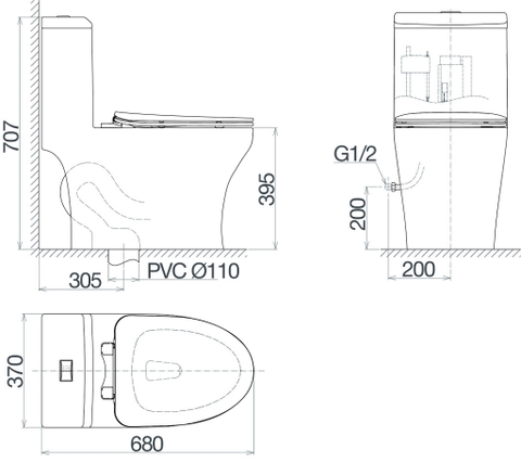 Bàn cầu một khối Viglacera V45M