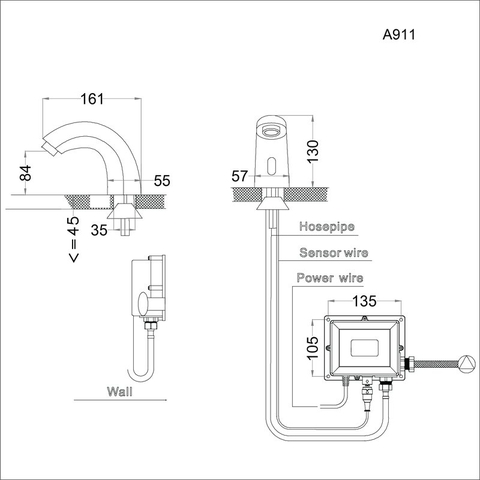 Vòi lavabo chậu rửa mặt Caesar A911 nước lạnh cảm ứng