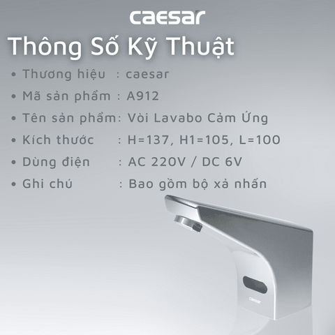 Vòi lavabo chậu rửa mặt Caesar A911 nước lạnh cảm ứng