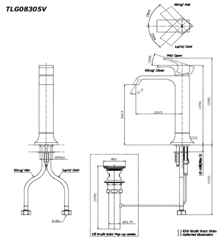 Vòi lavabo chậu rửa mặt TOTO TLG08305V nóng lạnh cổ cao
