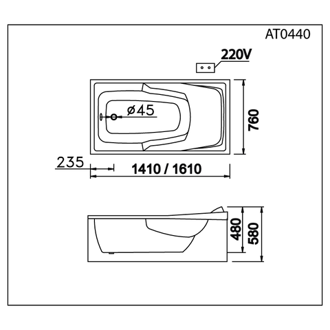 Bồn tắm dài Caesar AT0440 dài 1m4 loại xây