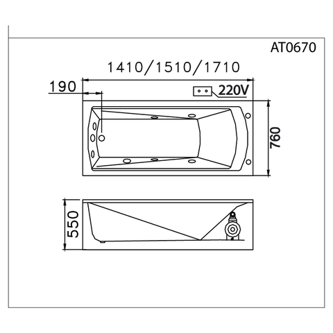 Bồn tắm dài Caesar AT0670 dài 1m7 loại xây