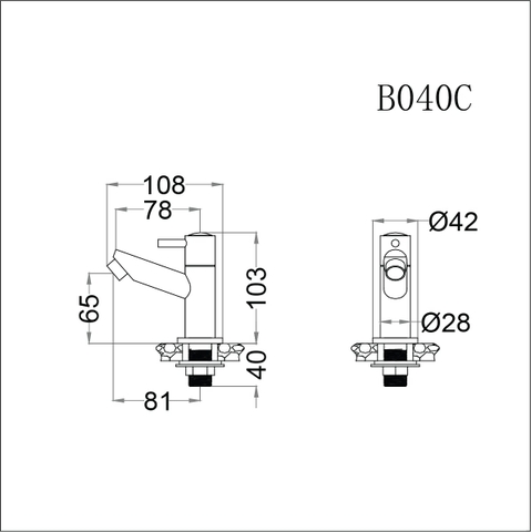 Vòi lavabo chậu rửa mặt Caesar B040C nước lạnh
