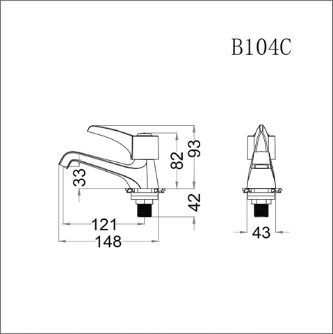 Vòi lavabo chậu rửa mặt Caesar B104C nước lạnh