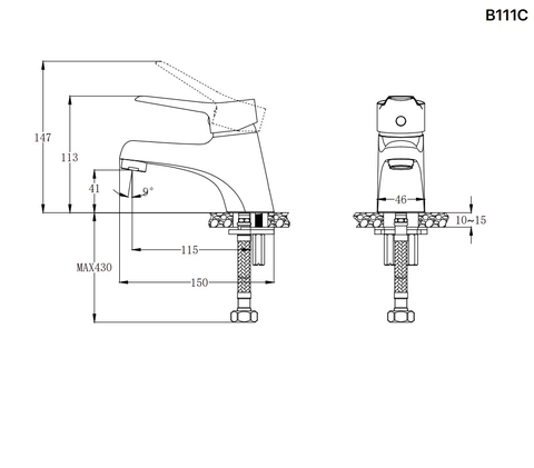 Vòi sen gắn bồn tắm Caesar AS111C nóng lạnh