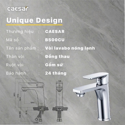 Vòi lavabo chậu rửa mặt Caesar B500CU nóng lạnh