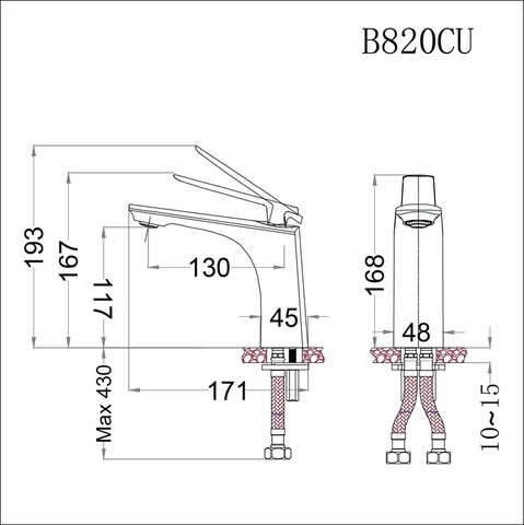 Vòi lavabo chậu rửa mặt Caesar B820CU nóng lạnh kèm nút xả nhấn