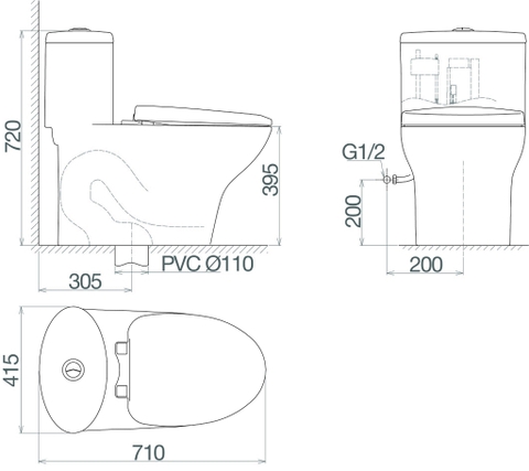 Bàn cầu một khối Viglacera V37M