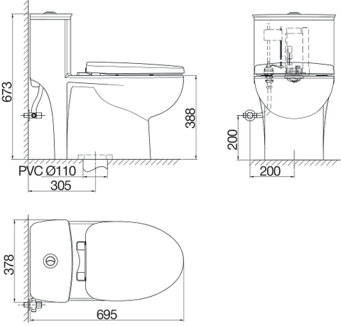 Bàn cầu một khối Viglacera V819