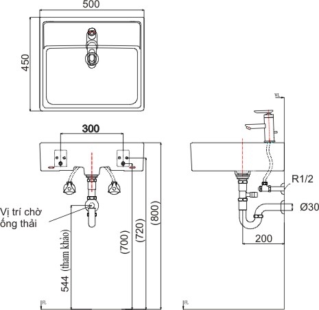 Lavabo chậu rửa mặt INAX AL-293VFC/BW1 đặt bàn 3 lỗ (AL293V)