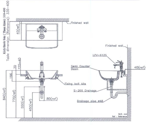 Lavabo chậu rửa mặt INAX AL-345V bán âm sứ chống bám bẩn Aquaceramic (AL345V)