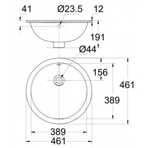 Lavabo chậu rửa mặt American Standard 0433-WT âm bàn tròn